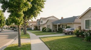 Placentia housing market, June 2026 — representative North Orange County single-family homes at early-summer golden hour.