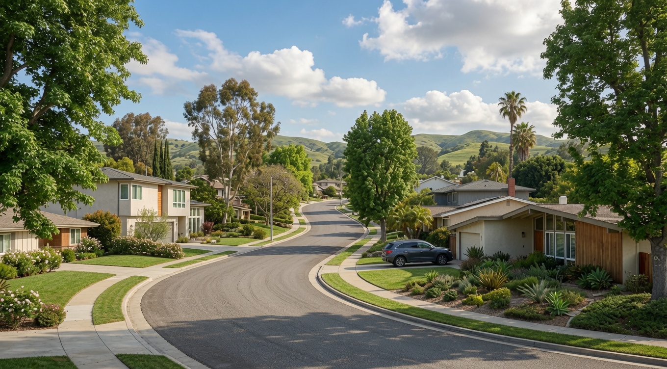 Representative Fullerton residential street, editorial portrait for the Q2 2026 housing-market results.