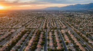 Aerial view of North Orange County neighborhoods at dusk, illustrating the housing market across ten cities in July 2026