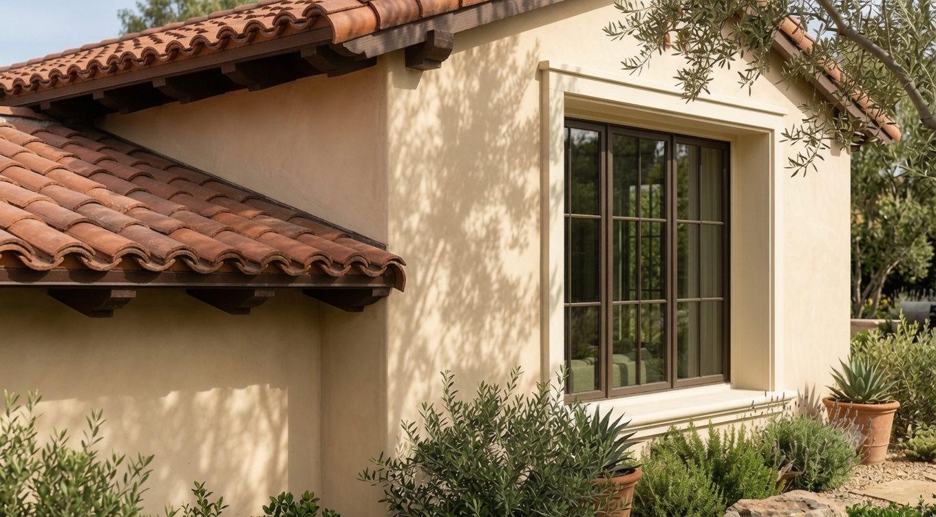 Close-up architectural detail of a Southern California home exterior illustrating Yorba Linda home values